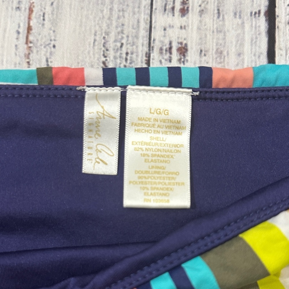 Anne Cole Blue and‎ Multicolor Striped Swim Bottom Sz. L - Picture 2 of 5